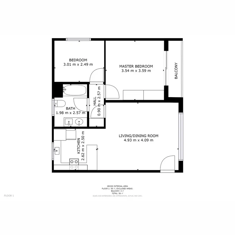 Floorplan of Homely unit listing, 1/60 Main Road, Claremont TAS 7011