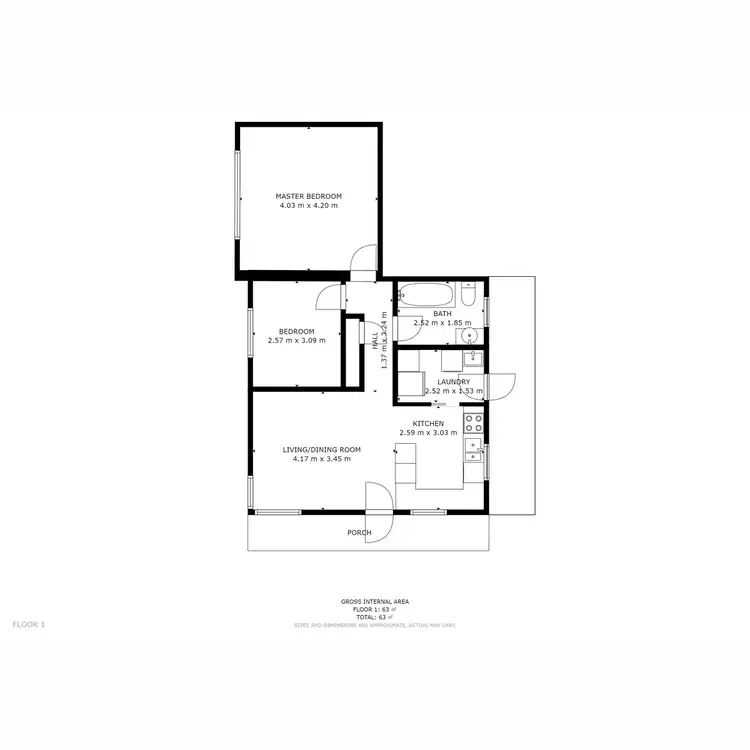 Floorplan of Homely unit listing, 1/1 Leonard Avenue, Moonah TAS 7009