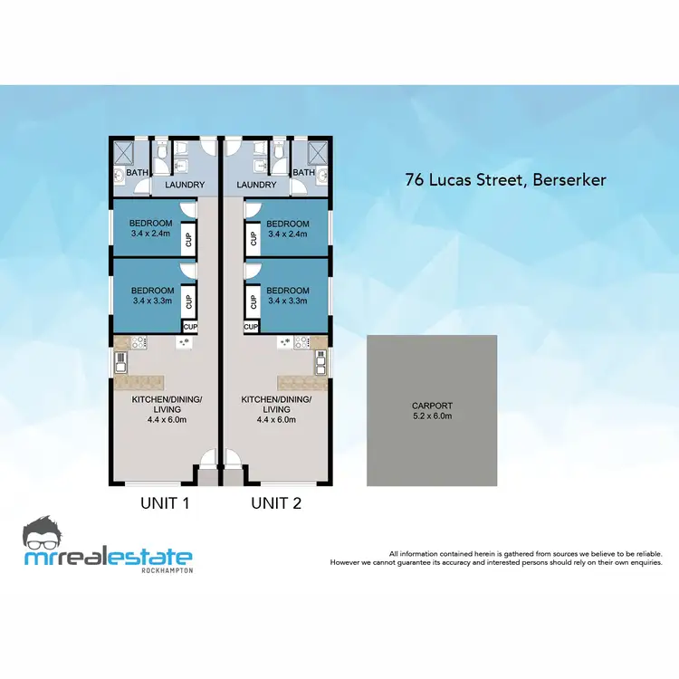 Floorplan of Homely semi-detached listing, 76 Lucas Street, Berserker QLD 4701