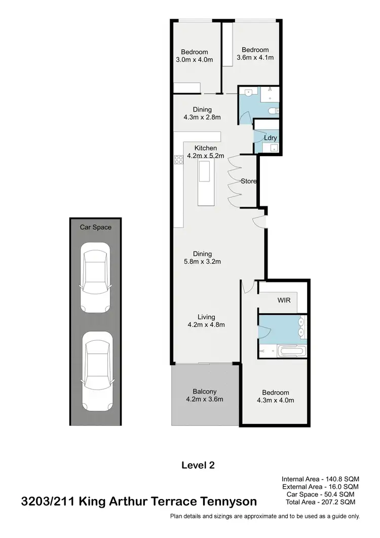 Floorplan of Homely apartment listing, 3203/211 King Arthur Terrace, Tennyson QLD 4105