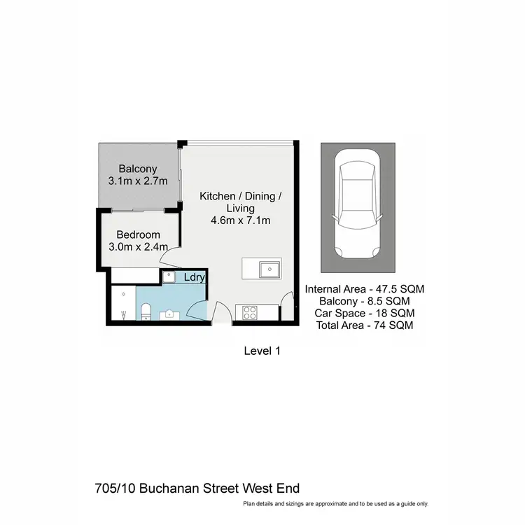 Floorplan of Homely apartment listing, 705/10 Buchanan Street, West End QLD 4101