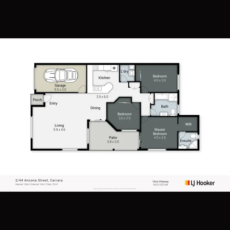 Floorplan of Homely semi-detached listing, 2/44 Ancona Street, Carrara QLD 4211