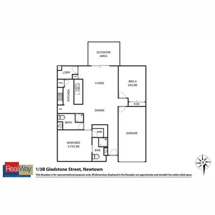 Floorplan of Homely unit listing, 1/3B Gladstone Street, Newtown QLD 4350