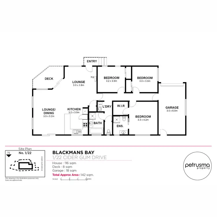 Floorplan of Homely house listing, 1/22 Cider Gum Drive, Blackmans Bay TAS 7052