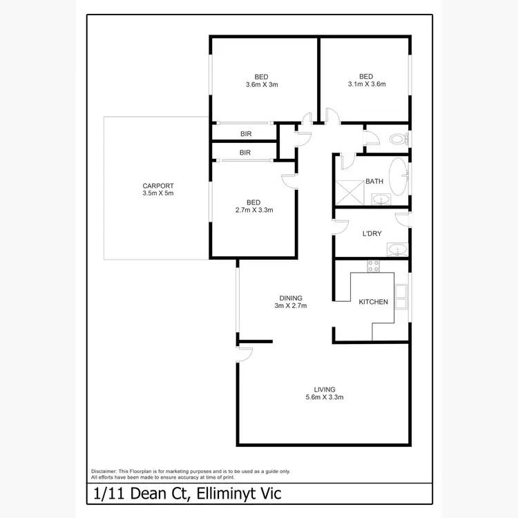 Floorplan of Homely unit listing, 1/11 Dean Court, Elliminyt VIC 3250