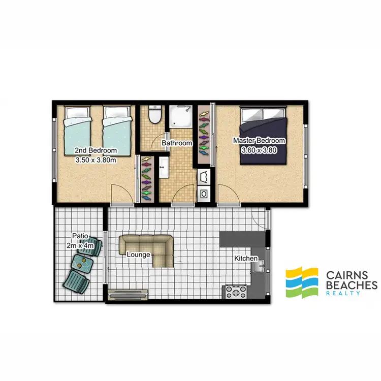 Floorplan of Homely unit listing, 19/63-65 Moore Street, Trinity Beach QLD 4879