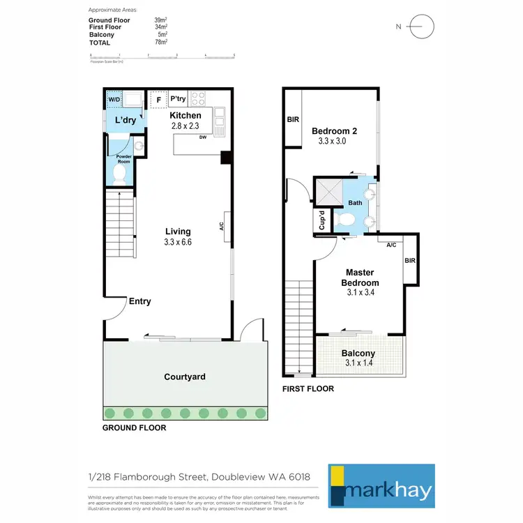 Floorplan of Homely townhouse listing, 1/218 Flamborough Street, Doubleview WA 6018