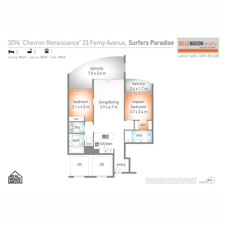 Floorplan of Homely apartment listing, 3094/23 Ferny Avenue, Surfers Paradise QLD 4217