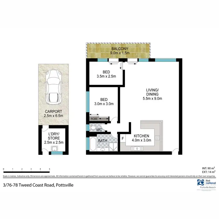 Floorplan of Homely unit listing, 3/76-78 Tweed Coast Road, Pottsville NSW 2489