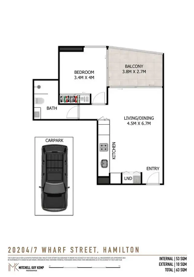 Floorplan of Homely apartment listing, 20204/7 Wharf Street, Hamilton QLD 4007