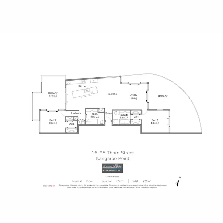 Floorplan of Homely apartment listing, 16/98 Thorn, Kangaroo Point QLD 4169