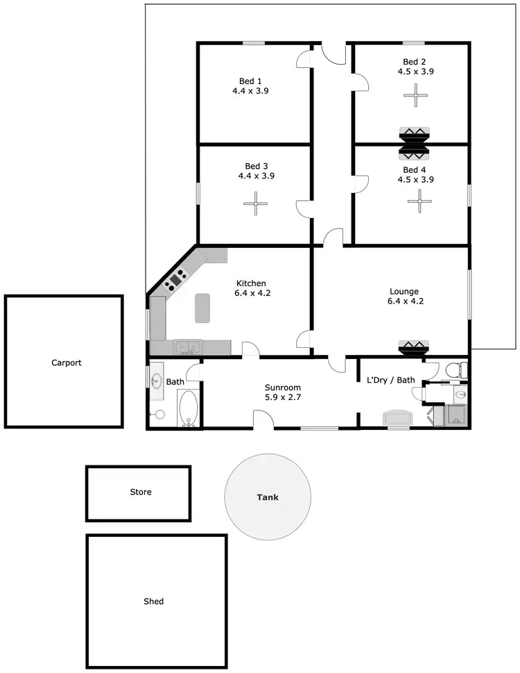 Floorplan of Homely rural property listing, 3924 Flinders Highway, Wangary SA 5607