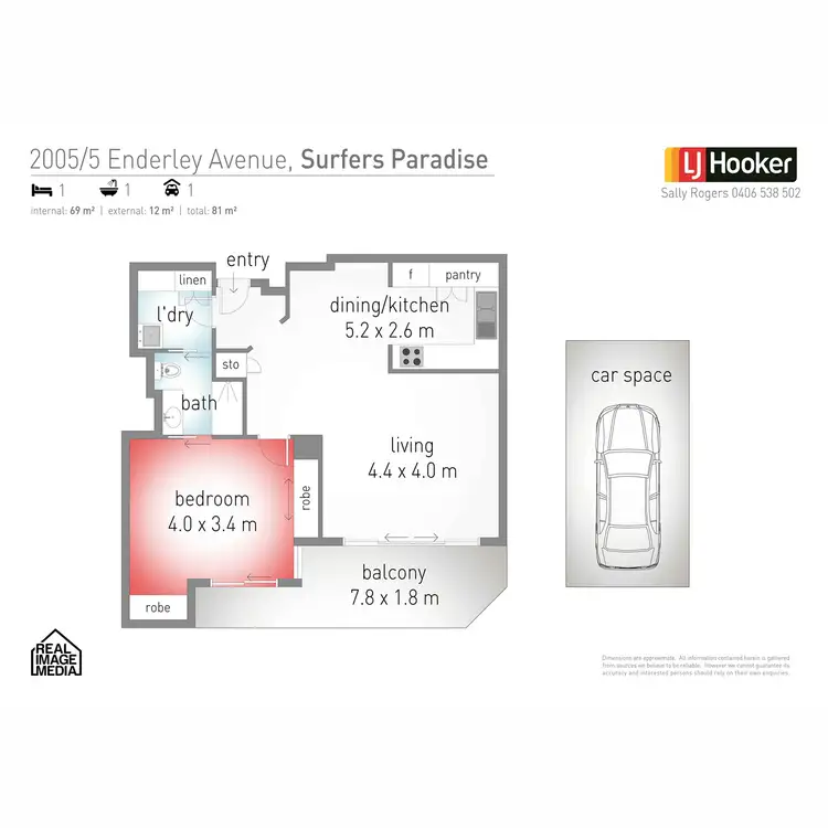 Floorplan of Homely apartment listing, 2002/5 Enderley Avenue, Surfers Paradise QLD 4217