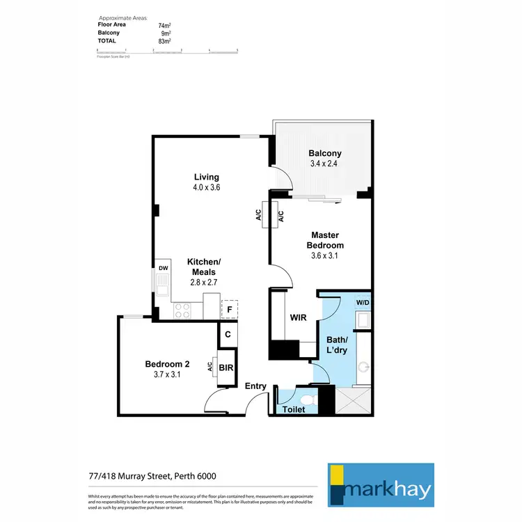 Floorplan of Homely apartment listing, 77/418 Murray Street, Perth WA 6000