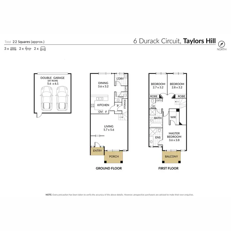Floorplan of Homely townhouse listing, 6 Durack Circuit, Taylors Hill VIC 3037