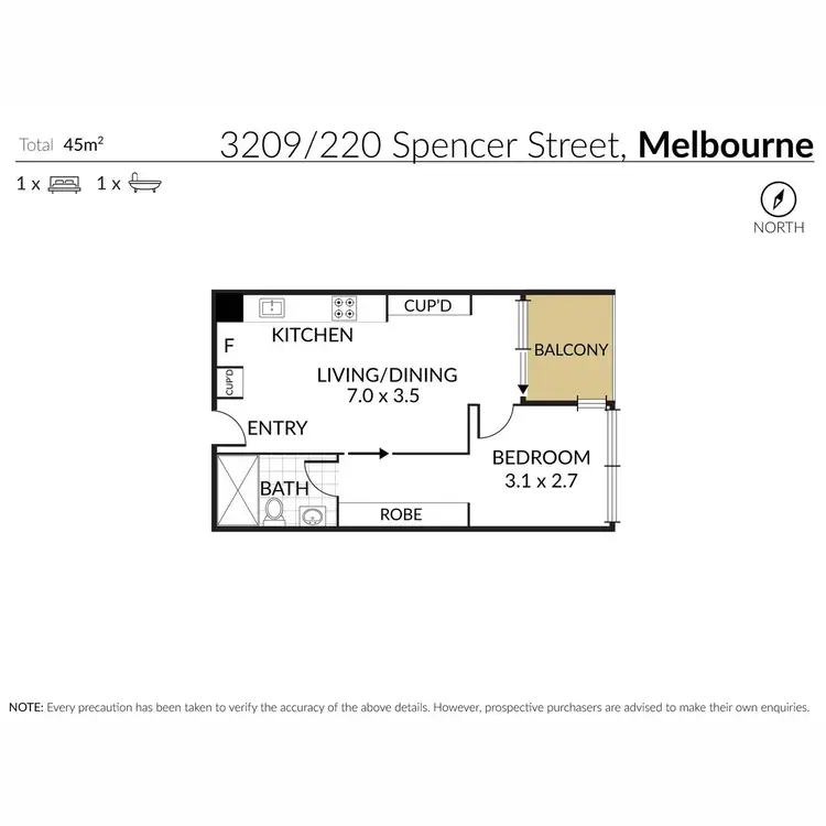 Floorplan of Homely apartment listing, 3209/220 Spencer Street, Melbourne VIC 3000