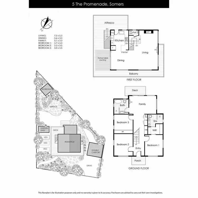Floorplan of Homely house listing, 5 The Promenade, Somers VIC 3927