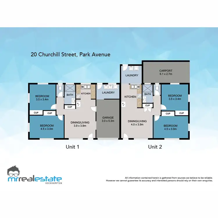 Floorplan of Homely semi-detached listing, 20 Churchill Street, Park Avenue QLD 4701