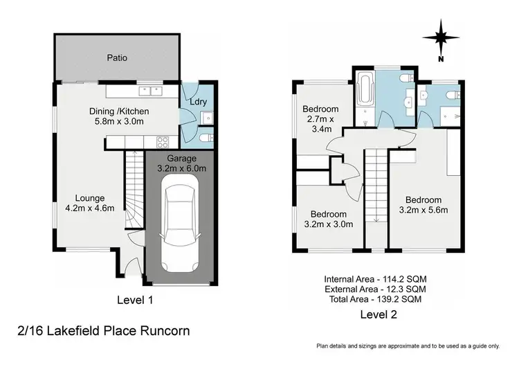 Floorplan of Homely townhouse listing, 2/16 Lakefield Place, Runcorn QLD 4113