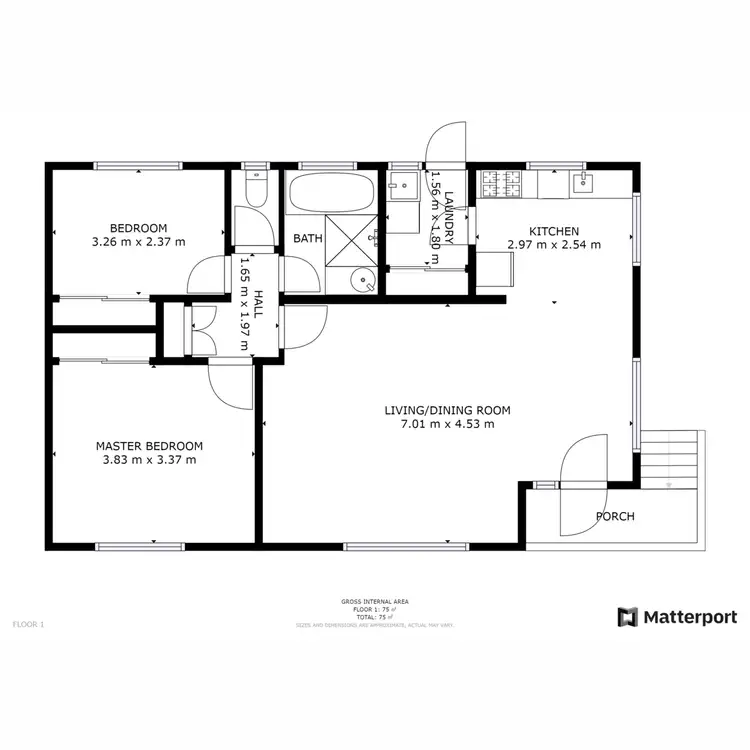 Floorplan of Homely unit listing, 1/6 Nelis Court, Lutana TAS 7009