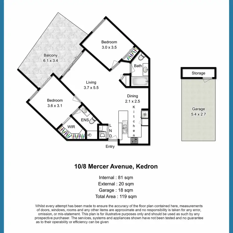 Floorplan of Homely unit listing, 10/8 Mercer Avenue, Kedron QLD 4031
