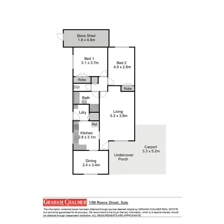 Floorplan of Homely unit listing, 1/99 Reeve Street, Sale VIC 3850