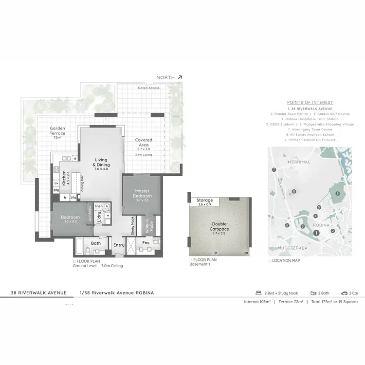 Floorplan of Homely apartment listing, 1/38 Riverwalk Avenue, Robina QLD 4226