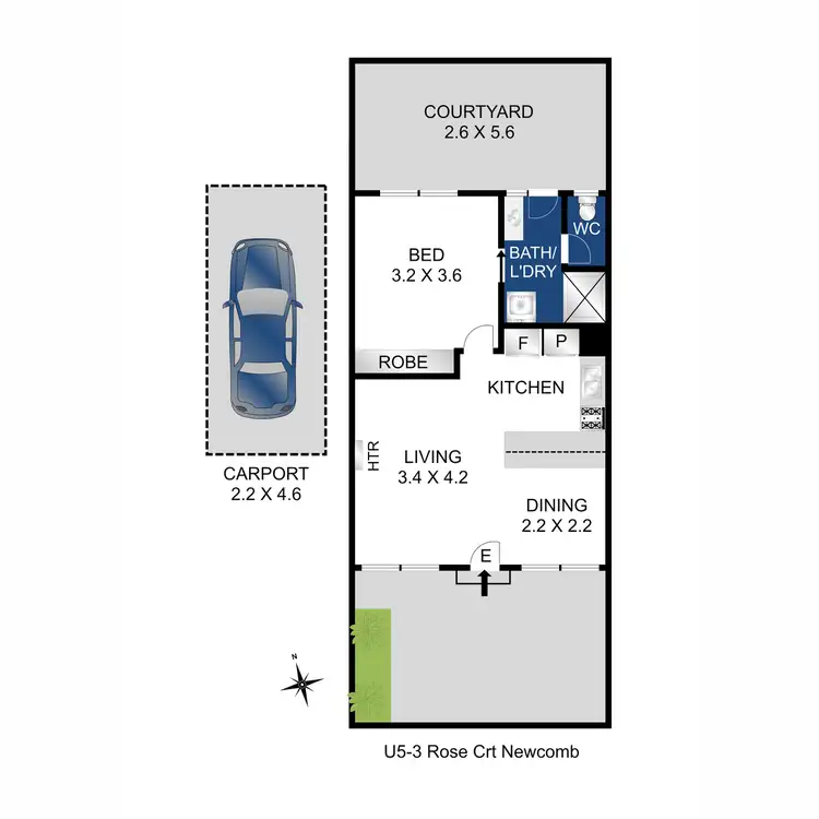 Floorplan of Homely unit listing, 5/3 Rose Court, Newcomb VIC 3219
