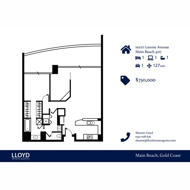 Floorplan of Homely apartment listing, 1022/1 Lennie Avenue, Main Beach QLD 4217