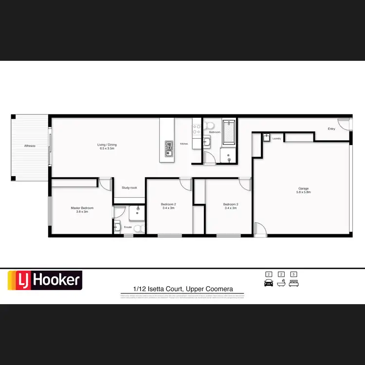 Floorplan of Homely semi-detached listing, 1/12 Isetta Court, Upper Coomera QLD 4209