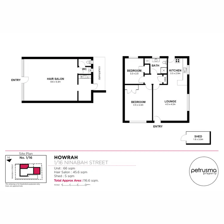 Floorplan of Homely unit listing, 1/16 Ninabah Street, Howrah TAS 7018