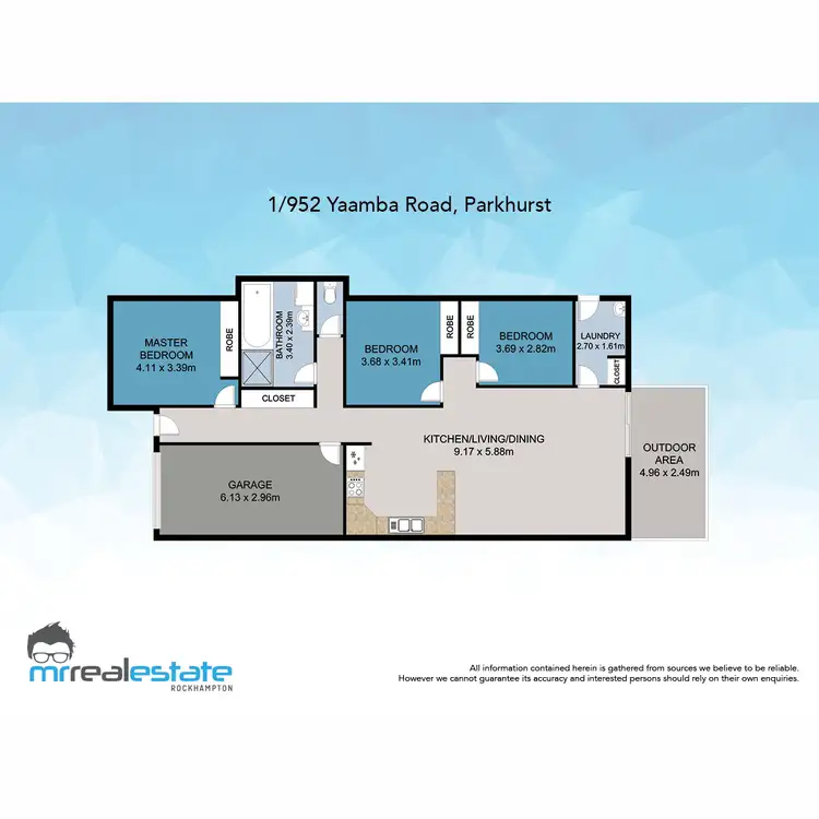 Floorplan of Homely semi-detached listing, 1/952 Yaamba Road, Parkhurst QLD 4702
