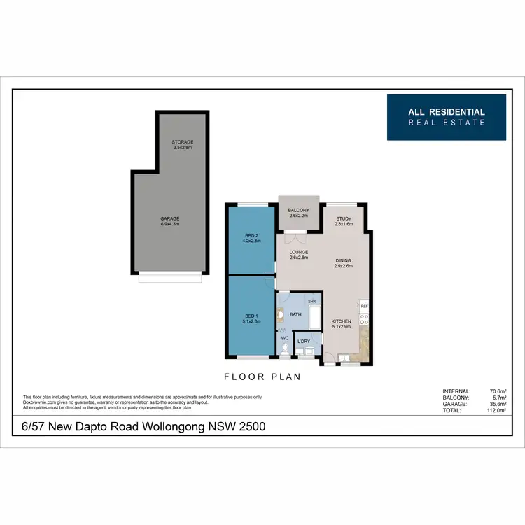 Floorplan of Homely apartment listing, 6/57 New Dapto Road, Wollongong NSW 2500