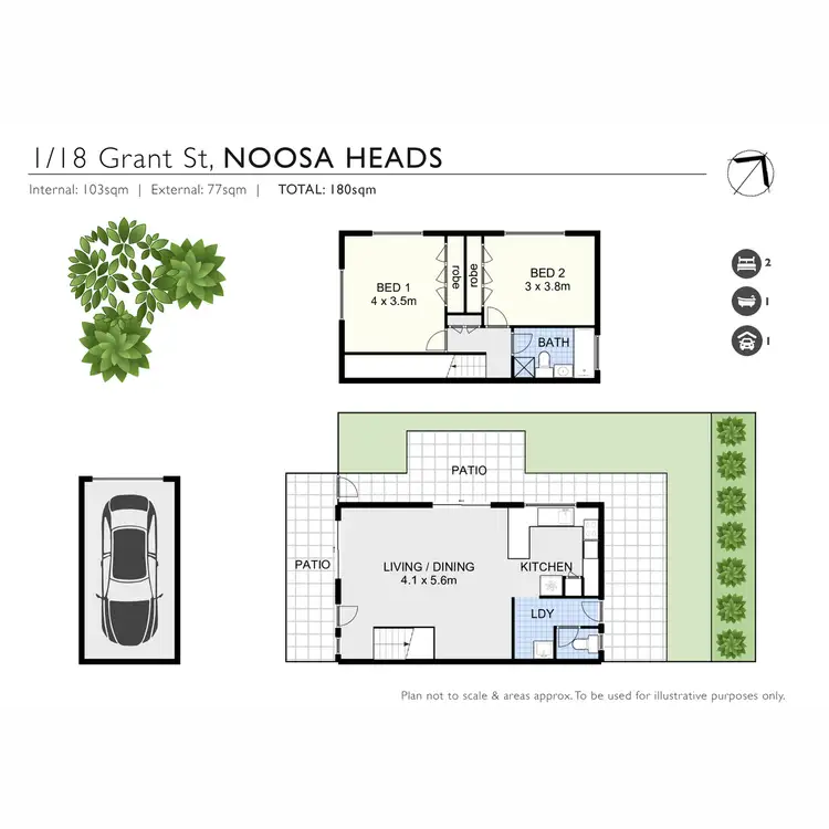 Floorplan of Homely semi-detached listing, 1/18 Grant Street, Noosa Heads QLD 4567