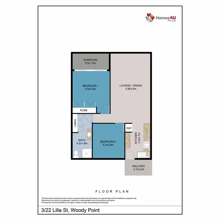 Floorplan of Homely unit listing, 3/22 Lilla Street, Woody Point QLD 4019