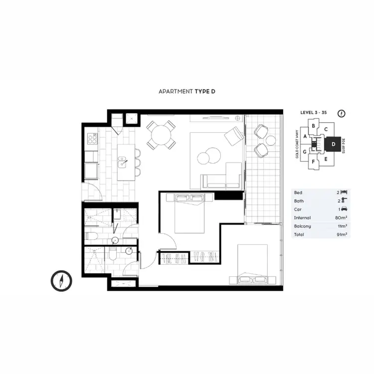 Floorplan of Homely apartment listing, 404/2663 Gold Coast Highway, Broadbeach QLD 4218