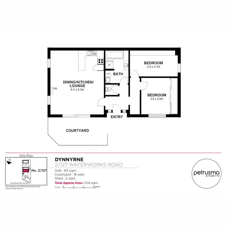 Floorplan of Homely unit listing, 2/127 Waterworks Road, Dynnyrne TAS 7005