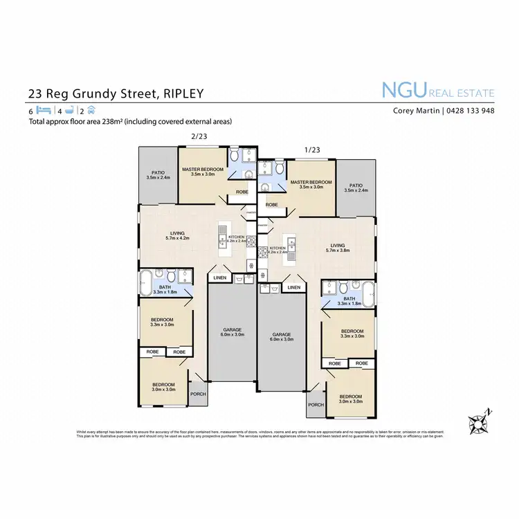 Floorplan of Homely semi-detached listing, 1 & 2/23 Reg Grundy Street, Ripley QLD 4306