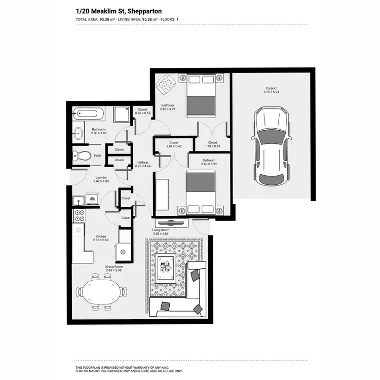 Floorplan of Homely block of units listing, 1 & 2/20 Meaklim Street, Shepparton VIC 3630