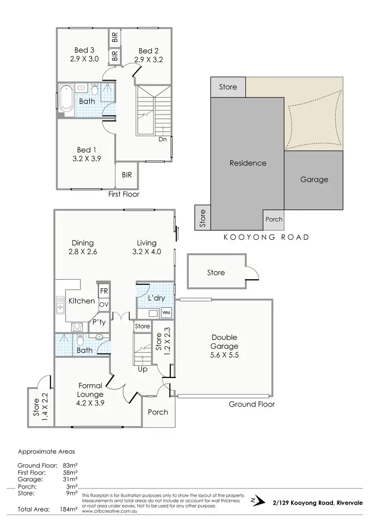 Floorplan of Homely townhouse listing, 2/129 Kooyong Road, Rivervale WA 6103