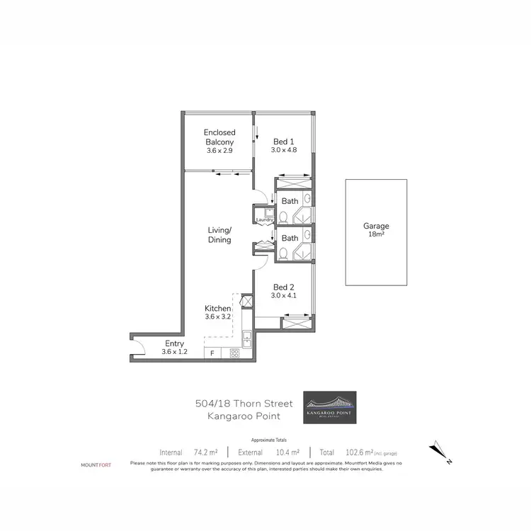 Floorplan of Homely apartment listing, 504/18 Thorn, Kangaroo Point QLD 4169