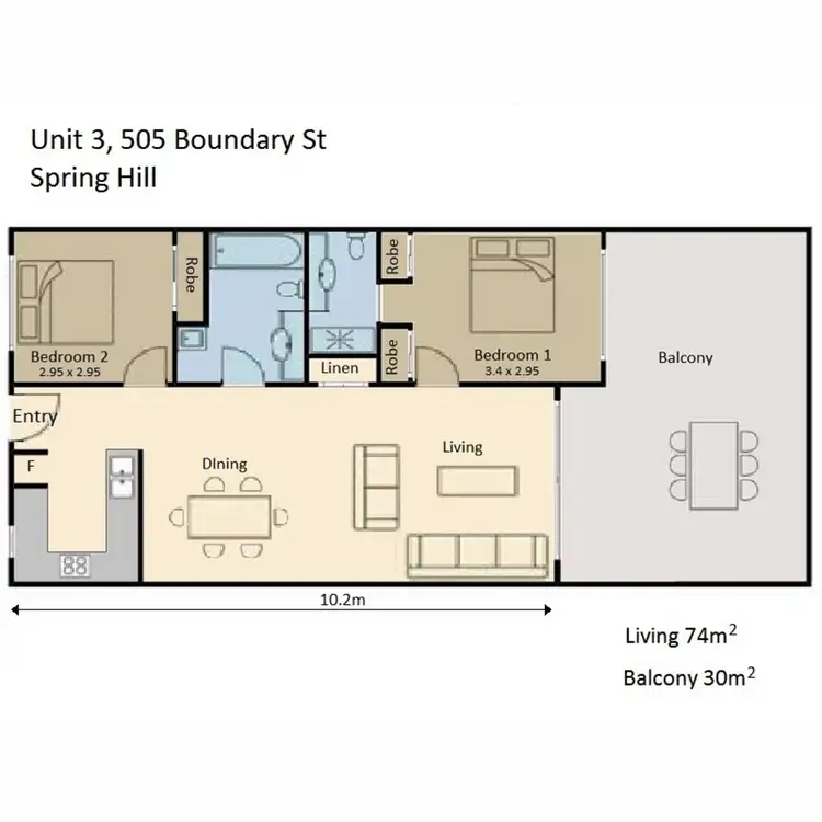 Floorplan of Homely apartment listing, 3/505 Boundary Street, Spring Hill QLD 4000