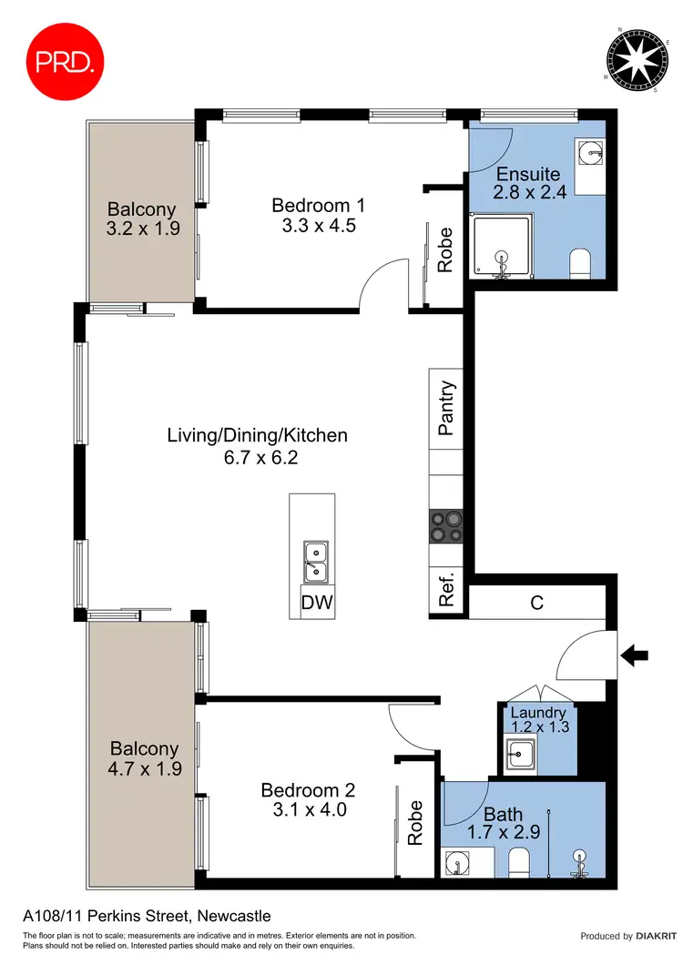 Floorplan of Homely apartment listing, A108/11 Perkins Street, Newcastle NSW 2300