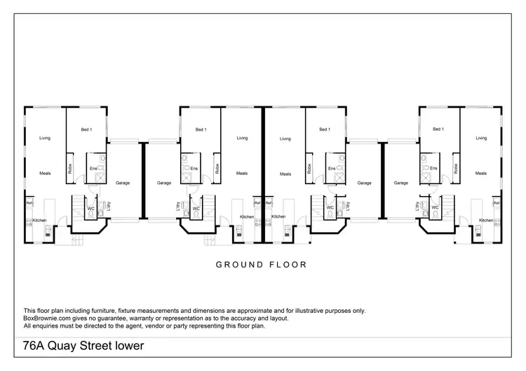 Floorplan of Homely block of units listing, 1-4/76A Quay Street, Bundaberg West QLD 4670