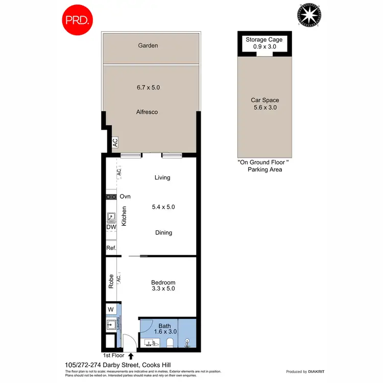 Floorplan of Homely studio listing, 105/274 Darby Street, Cooks Hill NSW 2300