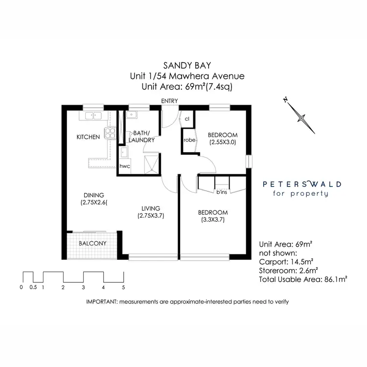Floorplan of Homely unit listing, 1/54 Mawhera Avenue, Sandy Bay TAS 7005