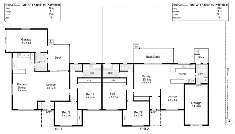 Floorplan of Homely block of units listing, 1 & 2/13 Nathan Place, Kooringal NSW 2650