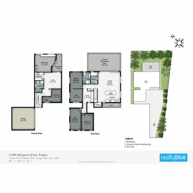 Floorplan of Homely semi-detached listing, 2/9 Alinjarra Drive, Tugun QLD 4224