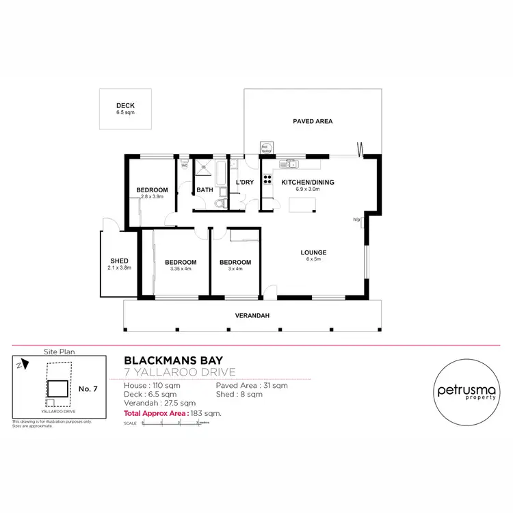 Floorplan of Homely house listing, 7 Yallaroo Drive, Blackmans Bay TAS 7052