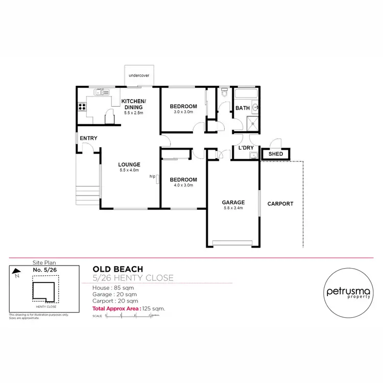 Floorplan of Homely unit listing, 5/26 Henty Close, Old Beach TAS 7017